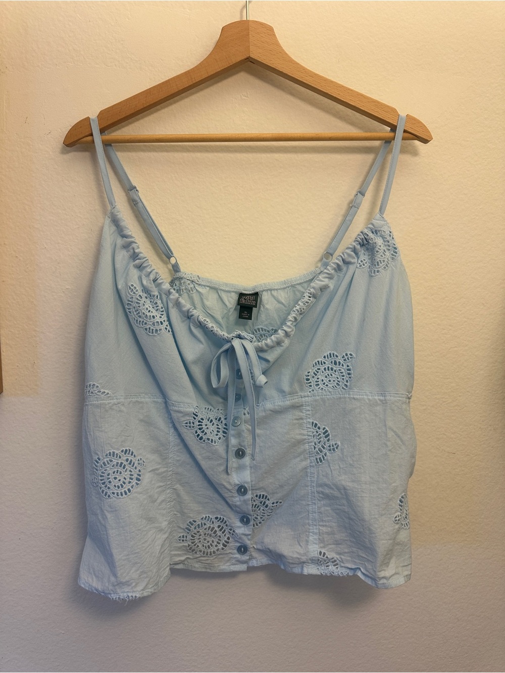 wild fable Pale Blue Eyelet Tie-Front Cami